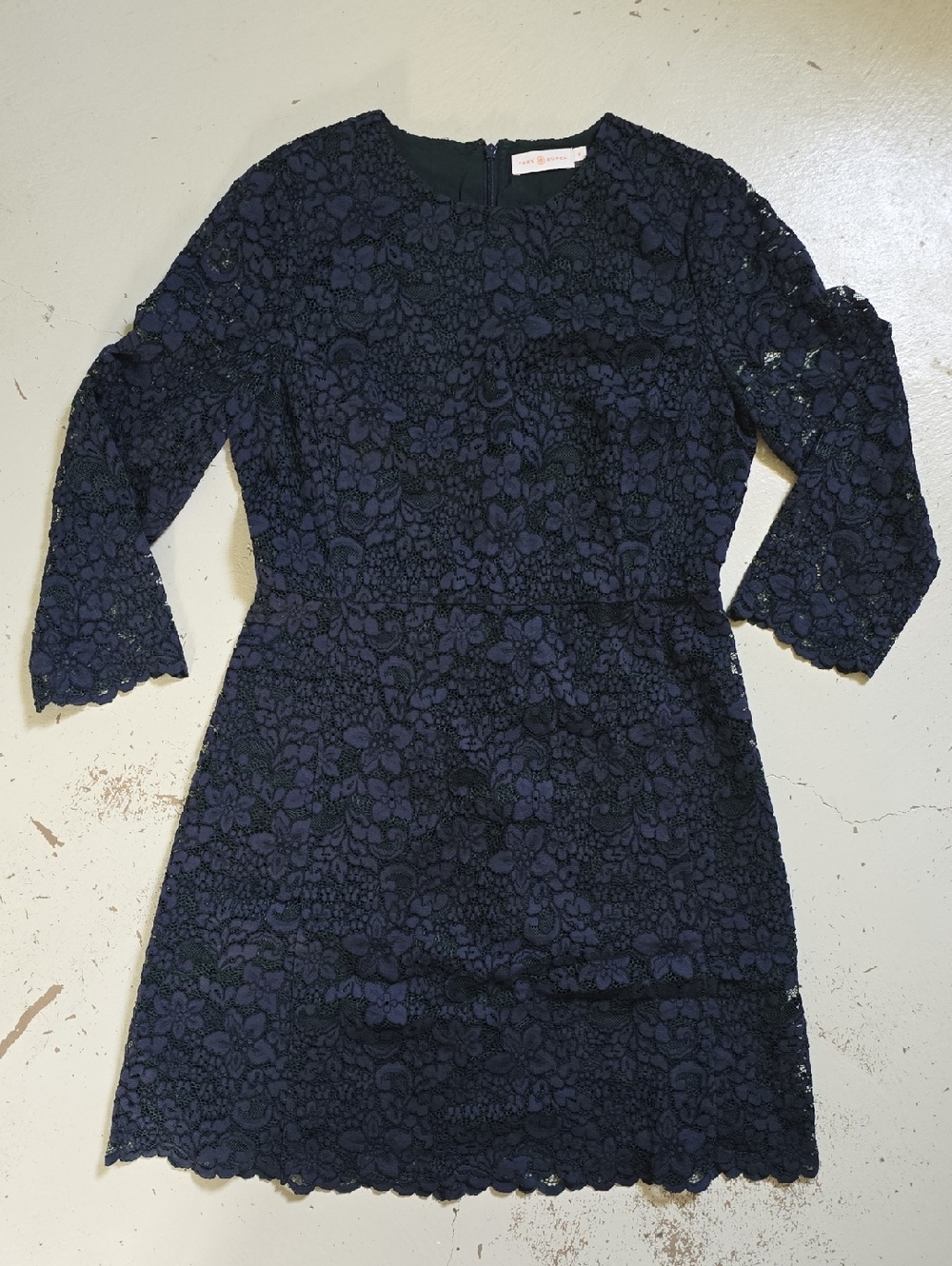 Tory Burch Blue Green Lace Sheath Cocktail Boho Dress Size 12